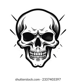 Artistic vector of a skull illustration. Suitable for tattoo, design assets, and logo.