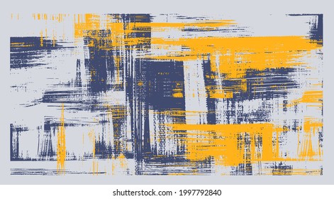 Artistic vector texture, cross hatching strokes on canvas. Yellow and blue oil, acrylic paint. Abstract grungy backgrounds, light hand drawn illustration