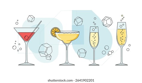An Artistic View of Alcoholic Beverage with Ice Cubes Around them