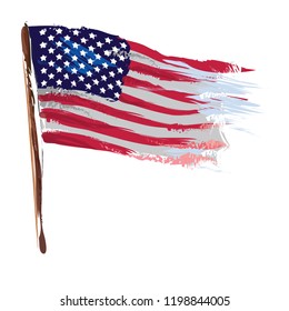 Vista artística de la bandera estadounidense. Ilustración de color del vector.