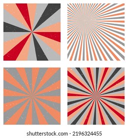 Antecedentes artísticos de época. Resumen de las cubiertas de quemaduras solares con rayos radiales. Ilustración vectorial limpia.