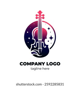 Artistic violin abstract logo for experimental music brands violin workshops or music design agencies with bold violin shapes
