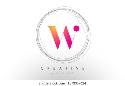 Artistic W Letter Logo Design With Creative Circular Wire Frame around it Vector Illustration.