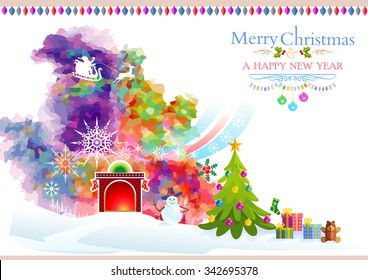 Artistic water colored Christmas background