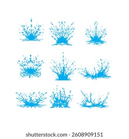 Artistic water splash drawing with dynamic curves, symbolizing freshness, motion, purity, energy, nature, and fluid elegance.