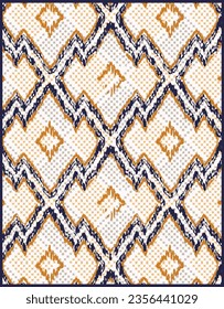 artistic watercolor geometric, jacquard textured seamless pattern in vector 