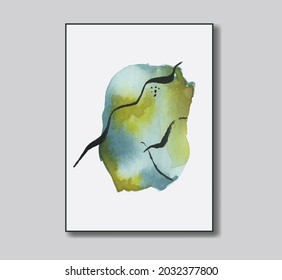 Artistic watercolor poster. Abstract trendy minimal modern style. Pastel colors. Design for wallpaper, wall decor, postcard, social media, banner, template. print, cover. Vector illustration.