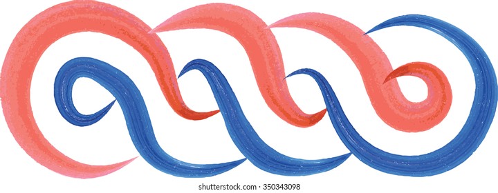 Artistic watercolor style Croatian interlace or wattle, in red, white and blue, national color of Croatia. Medieval ornament, decorative graphic element.