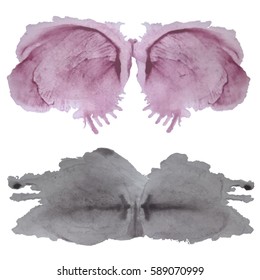Artistic watercolor symmetric stains and shapes. Hand painted blots, blobs, drops. Modern design elements for creative books, cover, invitation, flyers