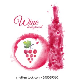 Artistic watercolor wine background
