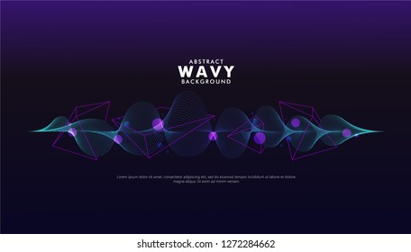 Artistic wave geometric background. Technology, sound, digital graphic element. 