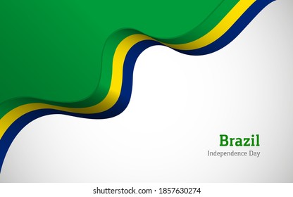 Artistic wavy Brazil country flag background for independence day