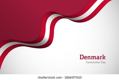 Artistic wavy Denmark country flag background for constitution day
