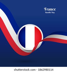 Artistic wavy flag for France country with classic bastille day greeting background