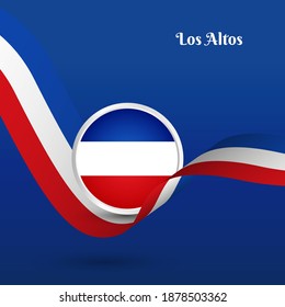 Artistic wavy flag for Los Altos country with classic national day greeting background