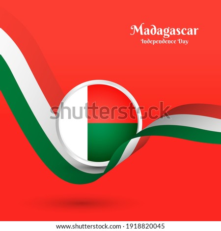 Artistic wavy flag for Madagascar country with classic independence day greeting background