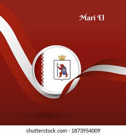 Artistic wavy flag for Mari El country with classic national day greeting background