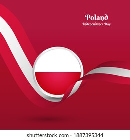 Artistic wavy flag for Poland country with classic independence day greeting background