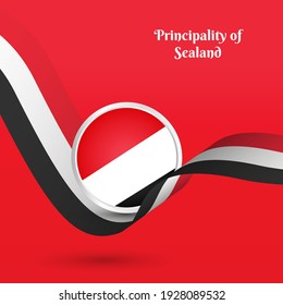 Artistic wavy flag for Principality of Sealand country with classic national day greeting background