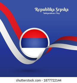 Bandera ondulada artística para el país de la República Srpska con antecedentes clásicos del día de la independencia