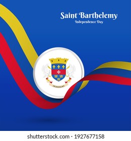 Artistic wavy flag for Saint Barthelemy country with classic national day greeting background