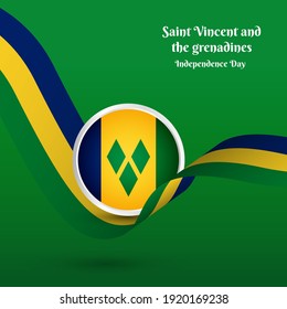 Bandera ondulada artística para el país de San Vicente y las Granadinas con antecedentes clásicos del día de la independencia