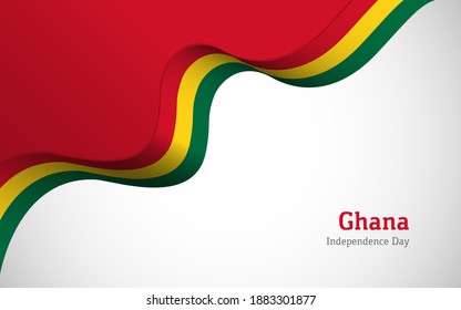 Artistic wavy Ghana country flag background for independence day
