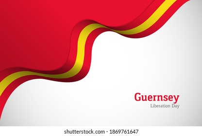 Artistic Wavy Guernsey Country Flag Background For Liberation Day