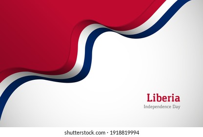 Artistic wavy Liberia country flag background for independence day