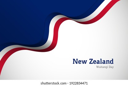 Artistic wavy New Zealand country flag background for waitangi day