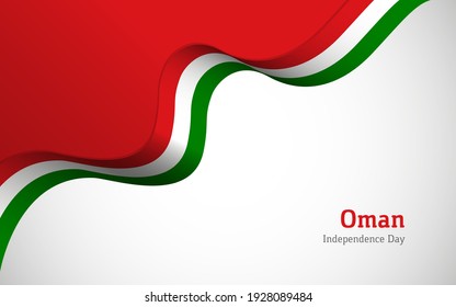 Artistic wavy Oman country flag background for independence day