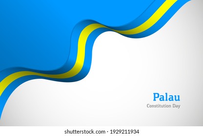 Artistic wavy Palau country flag background for constitution day