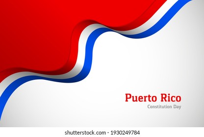 Artistic wavy Puerto Rico country flag background for constitution day