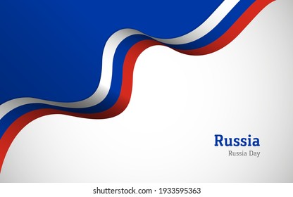 Artistic wavy Russia country flag background for Russia day