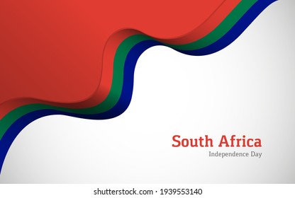 Artistic Wavy South Africa Country Flag Background For Independence Day