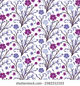 artistic wildflower pattern with elegant botanical details for home decoration and fabric design