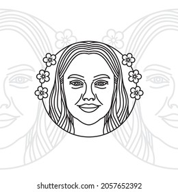 Artistic Woman Face With Long Hair For Beauty Salon Spa Cosmetics Logo Design Inspiration