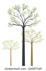 Artistic wood with 3 trees, create by vector