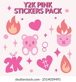 Artistic Y2K sticker packs with trippy graphics, groovy typography, and bold geometric shapes