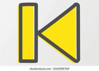 An artistic yellow outline previous icon. Designed with handrawn style outline style 