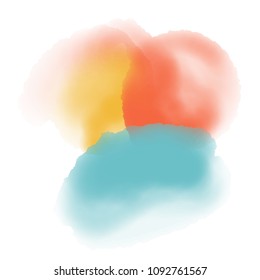 Artistic yellow red and blue watercolor background, abstract vector painting