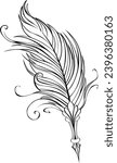 Artistically drawn, antique, fluffy contour, fountain pen. Coloring. Hand drawn vector art.