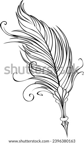 Artistically drawn, antique, fluffy contour, fountain pen. Coloring. Hand drawn vector art.