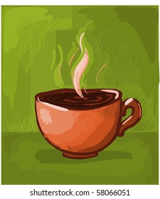 artistically drawn cup of coffee