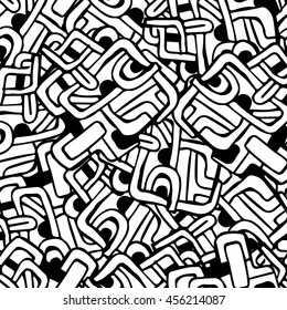 Artistically ethnic pattern. Black and white hand-drawn, ethnic, retro, doodle, vector, zentangle tribal design element. Pattern for coloring book.