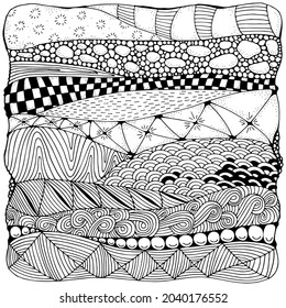 Artistically ethnic pattern. Hand-drawn, ethnic, floral, retro, doodle, vector, zentangle tribal design element. Pattern for coloring book