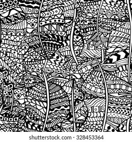 Artistically ethnic pattern. Hand-drawn, ethnic, floral, retro, doodle, vector, zentangle tribal design element. Pattern for coloring book.