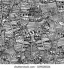 Artistically ethnic pattern. Hand-drawn, ethnic, floral, retro, doodle, vector, zentangle tribal design element. Pattern for coloring book.