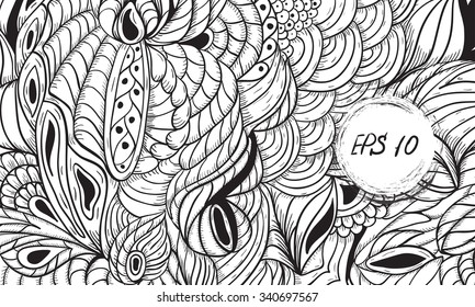 Artistically ethnic pattern. Hand-drawn, ethnic, floral, retro, doodle, vector, zentangle tribal design element.