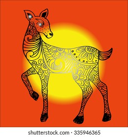 Artistically hand drawn. Deer vector illustration